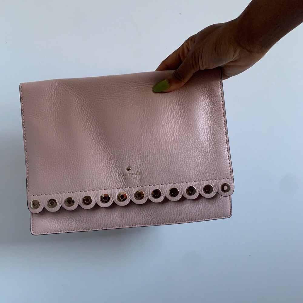 kate spade blush square folder over clutch.